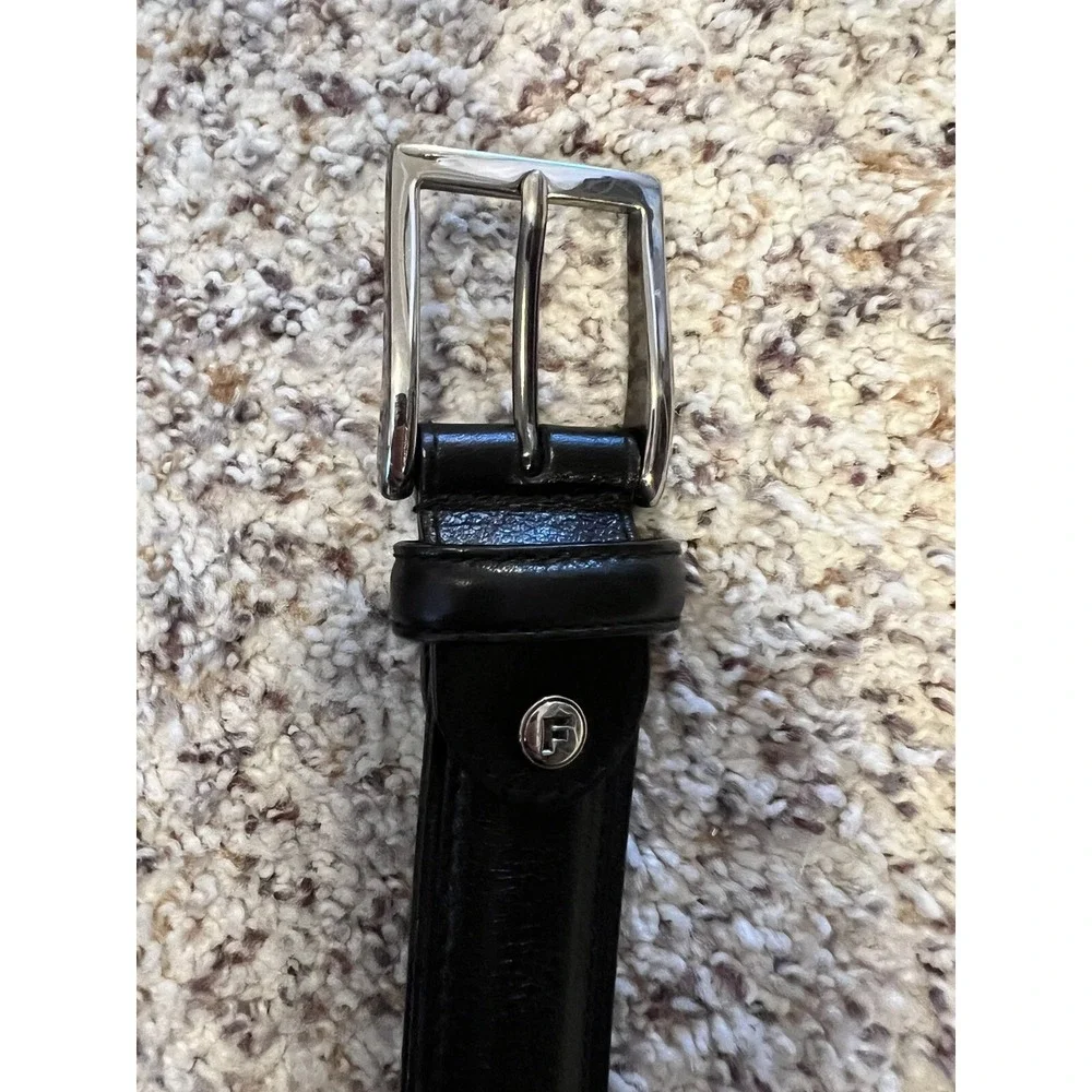 NWOT Fossil Mens‎ 32 80 Belt Black Leather Silver Buckle 1 1/4